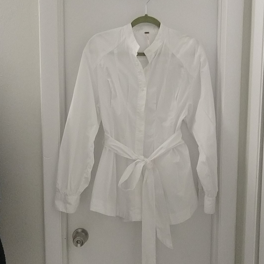 Free People White Button Down Shirt